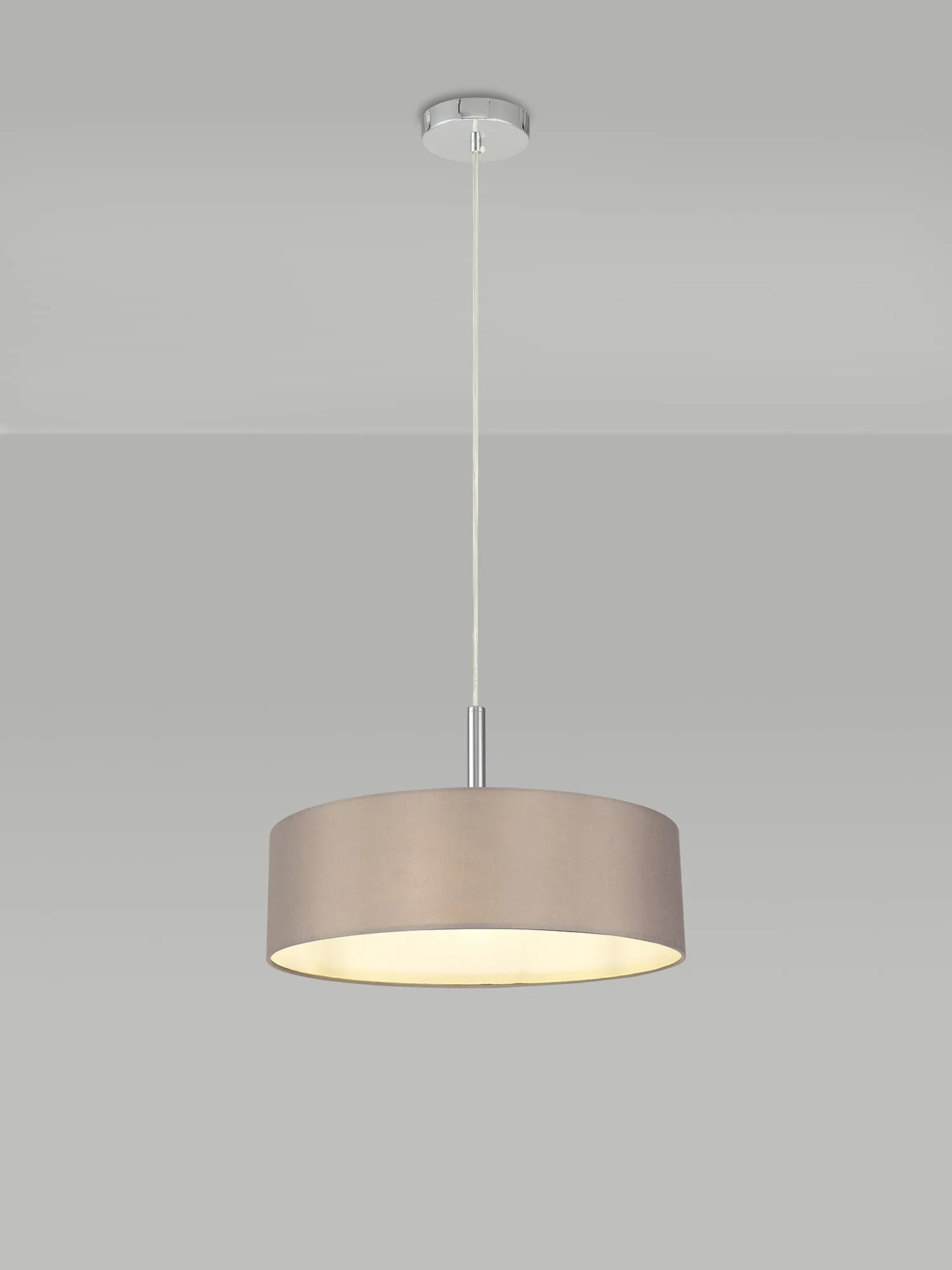 Baymont 45cm 3 Light Pendant Polished Chrome, Grey/White DK0690  Deco Baymont CH GR